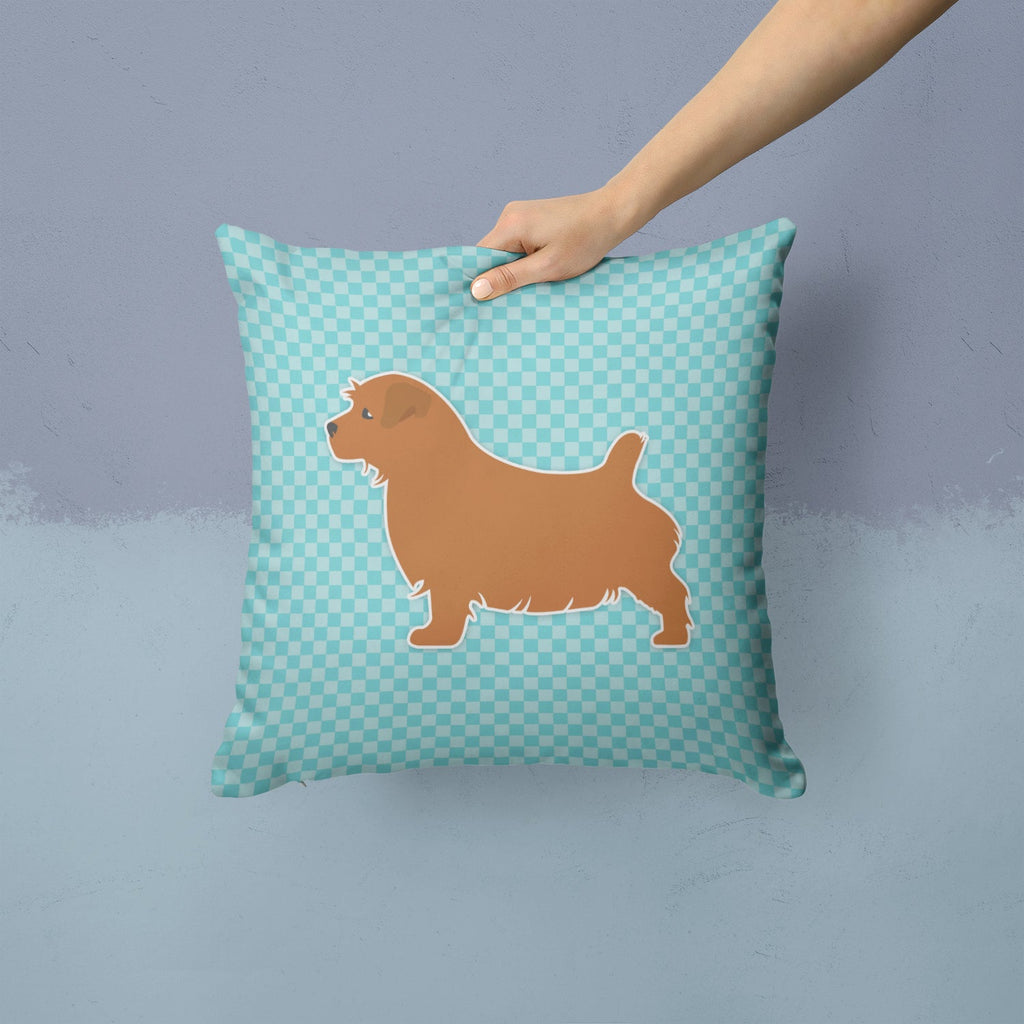 Norfolk Terrier  Checkerboard Blue Decorative Throw Pillow 14x14 Indoor Outdoor Accent Cushion, Fabric Cover with Insert for Sofa, Bed, Porch & Living Room