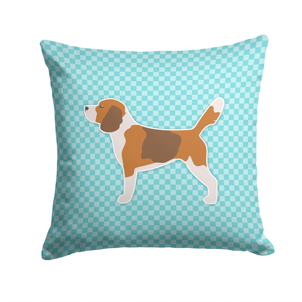 Beagle Checkerboard Blue Decorative Throw Pillow 14x14 Indoor Outdoor Accent Cushion, Fabric Cover with Insert for Sofa, Bed, Porch & Living Room