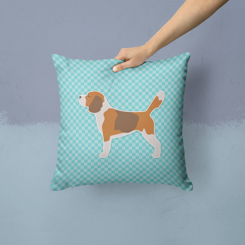 Beagle Checkerboard Blue Decorative Throw Pillow 14x14 Indoor Outdoor Accent Cushion, Fabric Cover with Insert for Sofa, Bed, Porch & Living Room