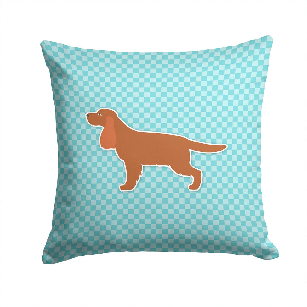 English Cocker Spaniel Checkerboard Blue Decorative Throw Pillow 14x14 Indoor Outdoor Accent Cushion, Fabric Cover with Insert for Sofa, Bed, Porch & Living Room