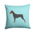 German Pinscher Checkerboard Blue Decorative Throw Pillow 14x14 Indoor Outdoor Accent Cushion, Fabric Cover with Insert for Sofa, Bed, Porch & Living Room