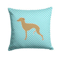 Italian Greyhound Checkerboard Blue Decorative Throw Pillow 14x14 Indoor Outdoor Accent Cushion, Fabric Cover with Insert for Sofa, Bed, Porch & Living Room