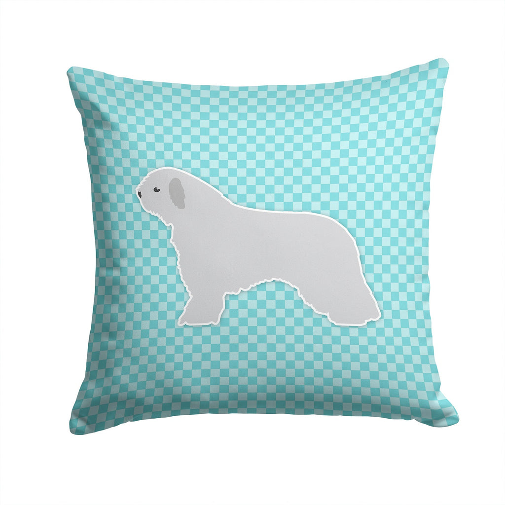 Spanish Water Dog Checkerboard Blue Decorative Throw Pillow 14x14 Indoor Outdoor Accent Cushion, Fabric Cover with Insert for Sofa, Bed, Porch & Living Room