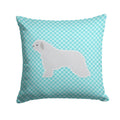 Spanish Water Dog Checkerboard Blue Decorative Throw Pillow 14x14 Indoor Outdoor Accent Cushion, Fabric Cover with Insert for Sofa, Bed, Porch & Living Room