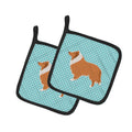 Collie Checkerboard Blue Pot Holder Set of 2 Heat Resistant Quilted Hot Pads 7.5 x 7.5 Inch, Insulated Kitchen Trivets for Cooking & Baking