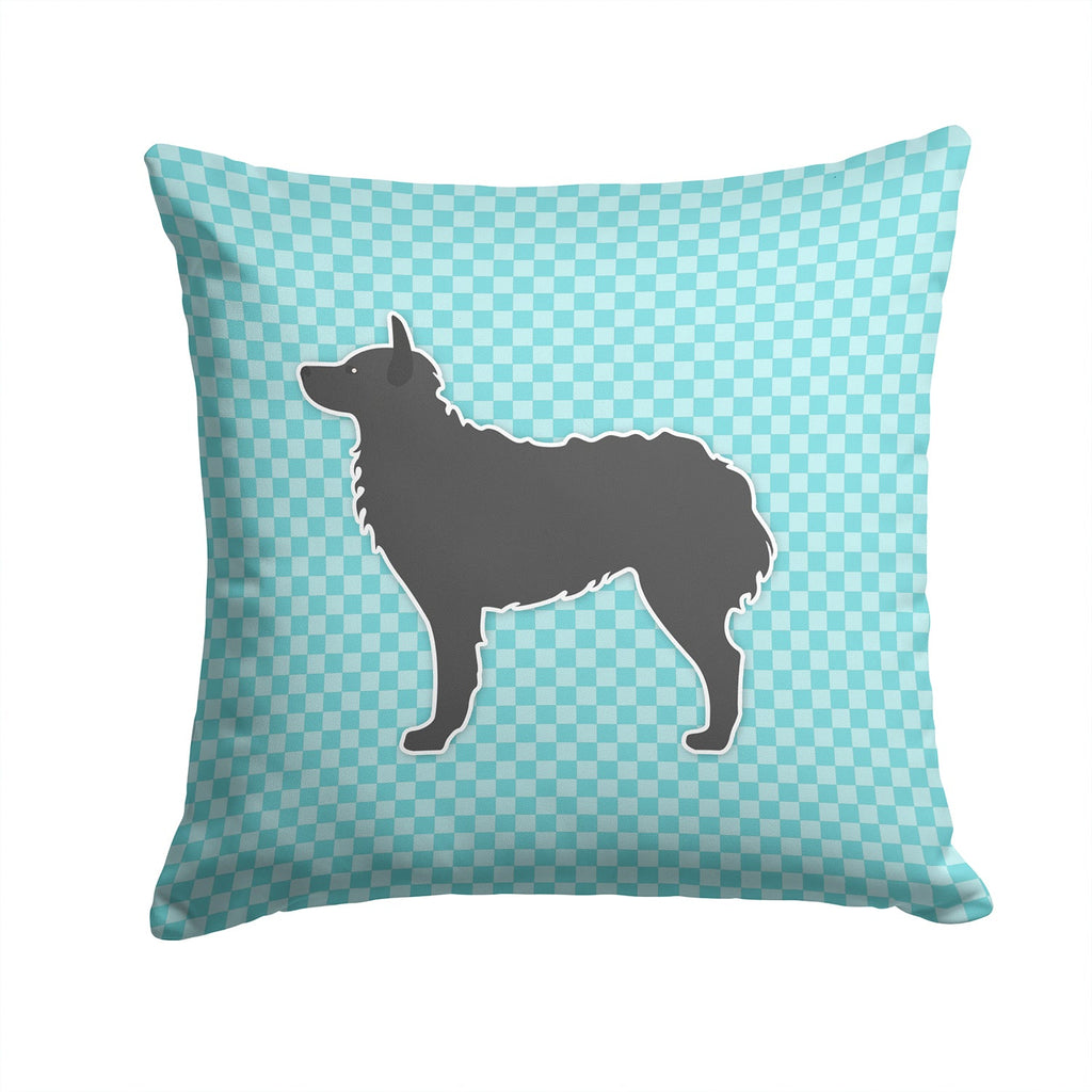 Croatian Sheepdog Checkerboard Blue Decorative Throw Pillow 14x14 Indoor Outdoor Accent Cushion, Fabric Cover with Insert for Sofa, Bed, Porch & Living Room