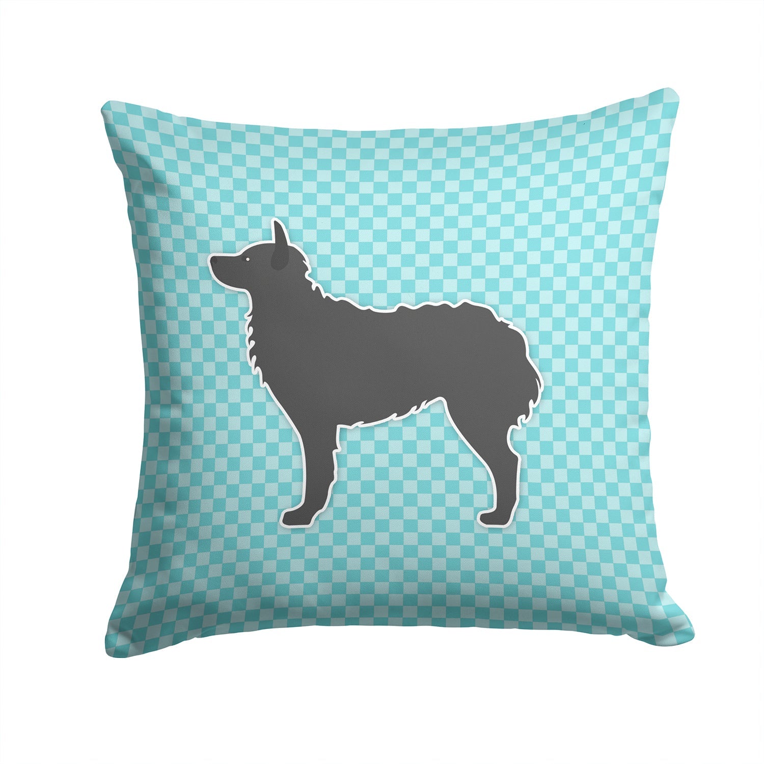 Croatian Sheepdog Checkerboard Blue Decorative Throw Pillow 14x14 Indoor Outdoor Accent Cushion, Fabric Cover with Insert for Sofa, Bed, Porch & Living Room