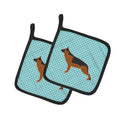 German Shepherd Checkerboard Blue Pot Holder Set of 2 Heat Resistant Quilted Hot Pads 7.5 x 7.5 Inch, Insulated Kitchen Trivets for Cooking & Baking