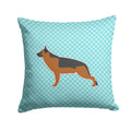 German Shepherd Checkerboard Blue Decorative Throw Pillow 14x14 Indoor Outdoor Accent Cushion, Fabric Cover with Insert for Sofa, Bed, Porch & Living Room