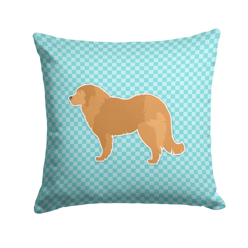 Caucasian Shepherd Dog Checkerboard Blue Decorative Throw Pillow 14x14 Indoor Outdoor Accent Cushion, Fabric Cover with Insert for Sofa, Bed, Porch & Living Room