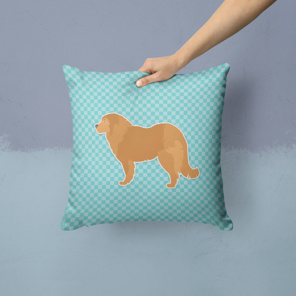 Caucasian Shepherd Dog Checkerboard Blue Decorative Throw Pillow 14x14 Indoor Outdoor Accent Cushion, Fabric Cover with Insert for Sofa, Bed, Porch & Living Room