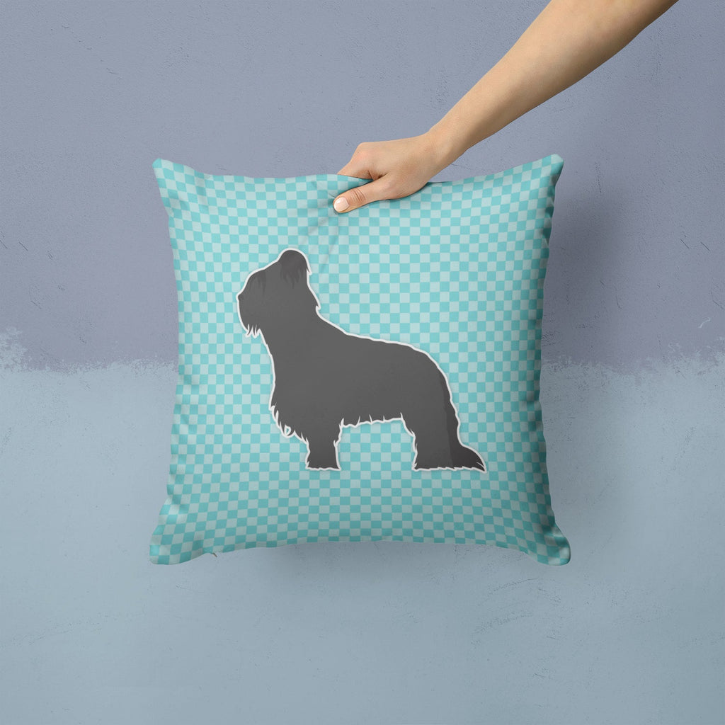 Briard Checkerboard Blue Decorative Throw Pillow 14x14 Indoor Outdoor Accent Cushion, Fabric Cover with Insert for Sofa, Bed, Porch & Living Room