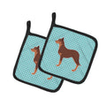 Australian Kelpie Dog Checkerboard Blue Pot Holder Set of 2 Heat Resistant Quilted Hot Pads 7.5 x 7.5 Inch, Insulated Kitchen Trivets for Cooking & Baking