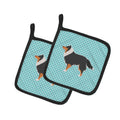 Sheltie/Shetland Sheepdog Checkerboard Blue Pot Holder Set of 2 Heat Resistant Quilted Hot Pads 7.5 x 7.5 Inch, Insulated Kitchen Trivets for Cooking & Baking