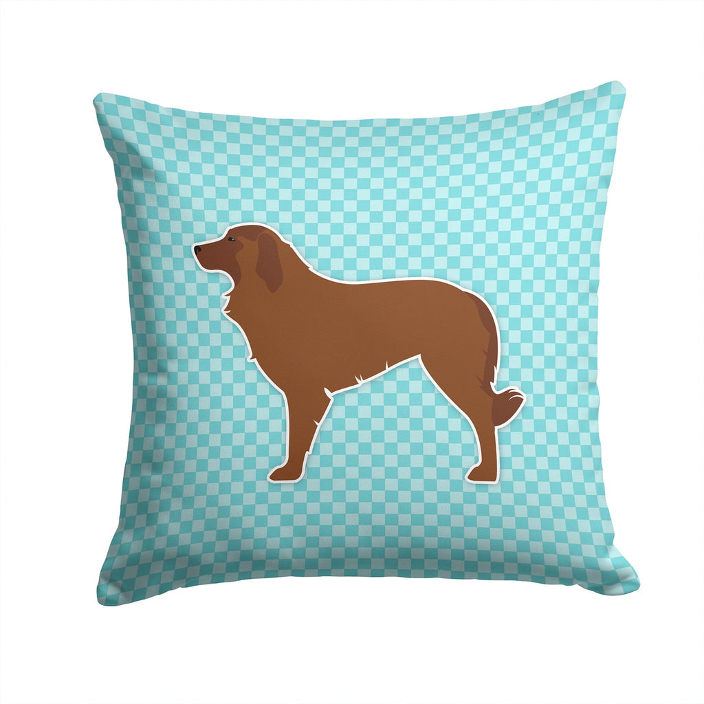 Portuguese Sheepdog Dog Checkerboard Blue Decorative Throw Pillow 14x14 Indoor Outdoor Accent Cushion, Fabric Cover with Insert for Sofa, Bed, Porch & Living Room