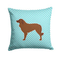 Portuguese Sheepdog Dog Checkerboard Blue Decorative Throw Pillow 14x14 Indoor Outdoor Accent Cushion, Fabric Cover with Insert for Sofa, Bed, Porch & Living Room