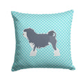 Lowchen Checkerboard Blue Decorative Throw Pillow 14x14 Indoor Outdoor Accent Cushion, Fabric Cover with Insert for Sofa, Bed, Porch & Living Room