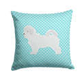 Maltese Checkerboard Blue Decorative Throw Pillow 14x14 Indoor Outdoor Accent Cushion, Fabric Cover with Insert for Sofa, Bed, Porch & Living Room