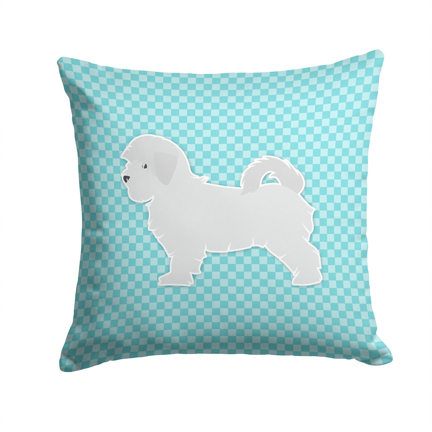Maltese Checkerboard Blue Decorative Throw Pillow 14x14 Indoor Outdoor Accent Cushion, Fabric Cover with Insert for Sofa, Bed, Porch & Living Room