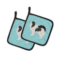 Japanese Chin Checkerboard Blue Pot Holder Set of 2 Heat Resistant Quilted Hot Pads 7.5 x 7.5 Inch, Insulated Kitchen Trivets for Cooking & Baking