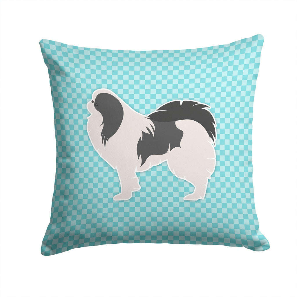 Japanese Chin Checkerboard Blue Decorative Throw Pillow 14x14 Indoor Outdoor Accent Cushion, Fabric Cover with Insert for Sofa, Bed, Porch & Living Room