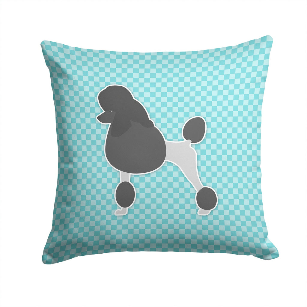 Poodle Checkerboard Blue Decorative Throw Pillow 14x14 Indoor Outdoor Accent Cushion, Fabric Cover with Insert for Sofa, Bed, Porch & Living Room