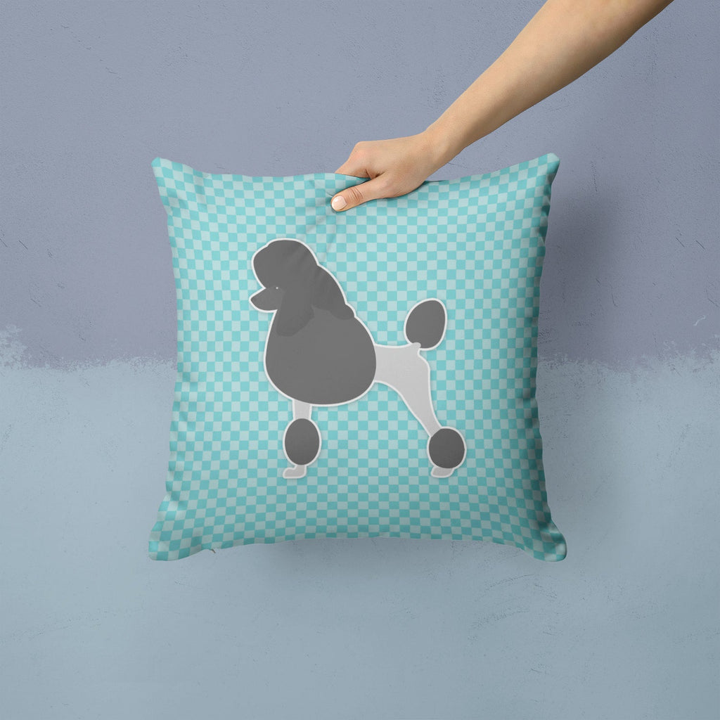 Poodle Checkerboard Blue Decorative Throw Pillow 14x14 Indoor Outdoor Accent Cushion, Fabric Cover with Insert for Sofa, Bed, Porch & Living Room