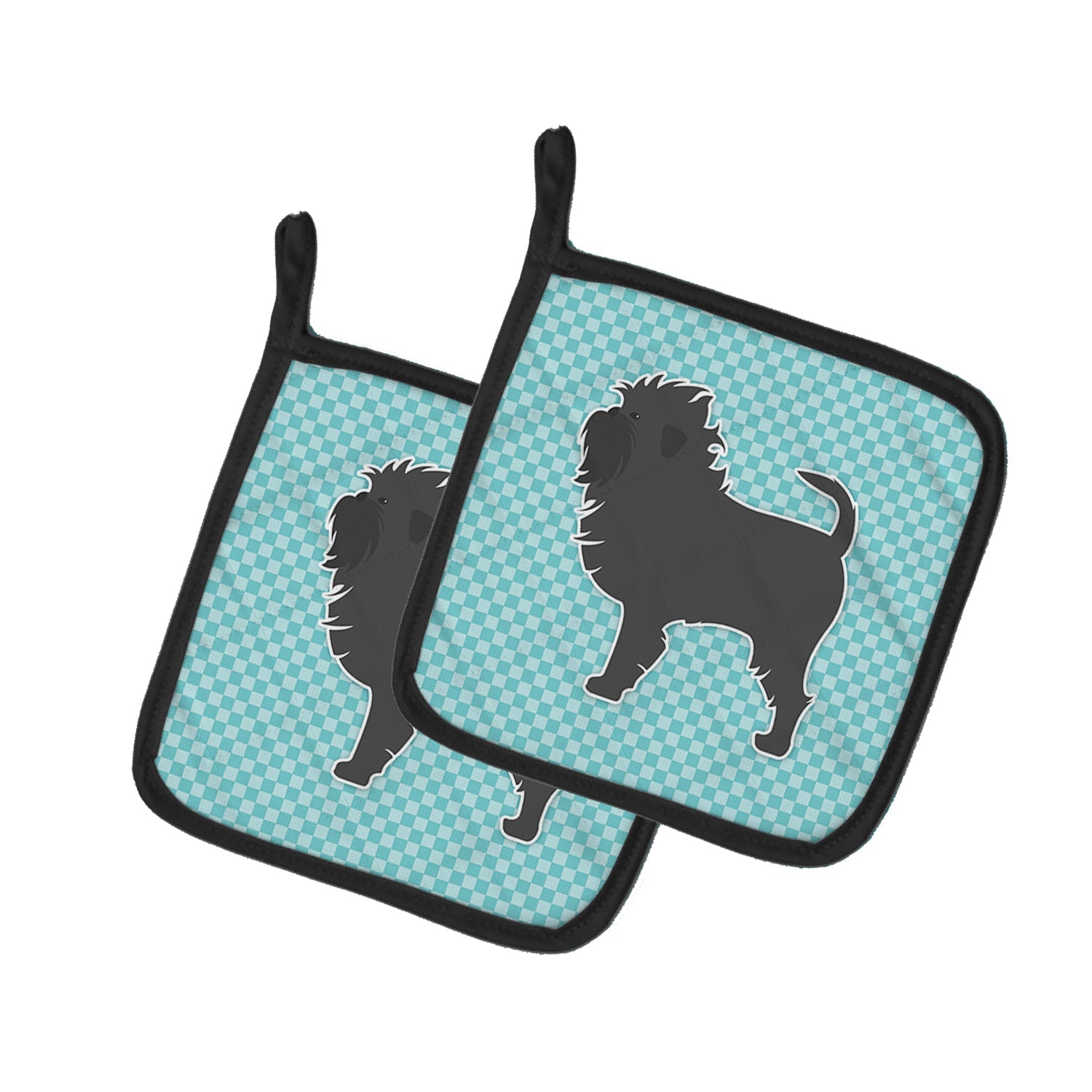 Affenpinscher Checkerboard Blue Pot Holder Set of 2 Heat Resistant Quilted Hot Pads 7.5 x 7.5 Inch, Insulated Kitchen Trivets for Cooking & Baking