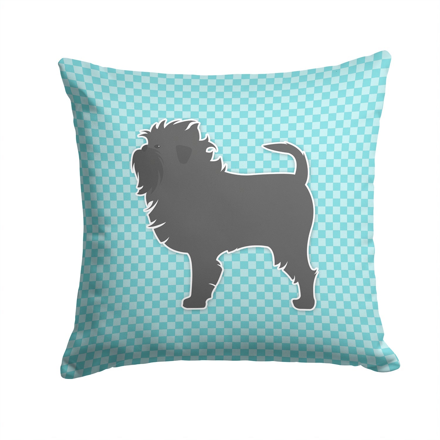 Affenpinscher Checkerboard Blue Decorative Throw Pillow 14x14 Indoor Outdoor Accent Cushion, Fabric Cover with Insert for Sofa, Bed, Porch & Living Room