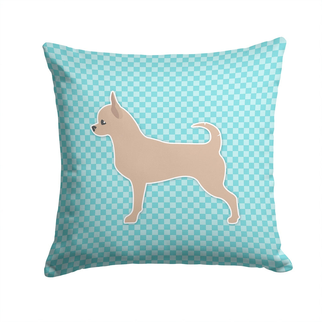 Chihuahua Checkerboard Blue Decorative Throw Pillow 14x14 Indoor Outdoor Accent Cushion, Fabric Cover with Insert for Sofa, Bed, Porch & Living Room