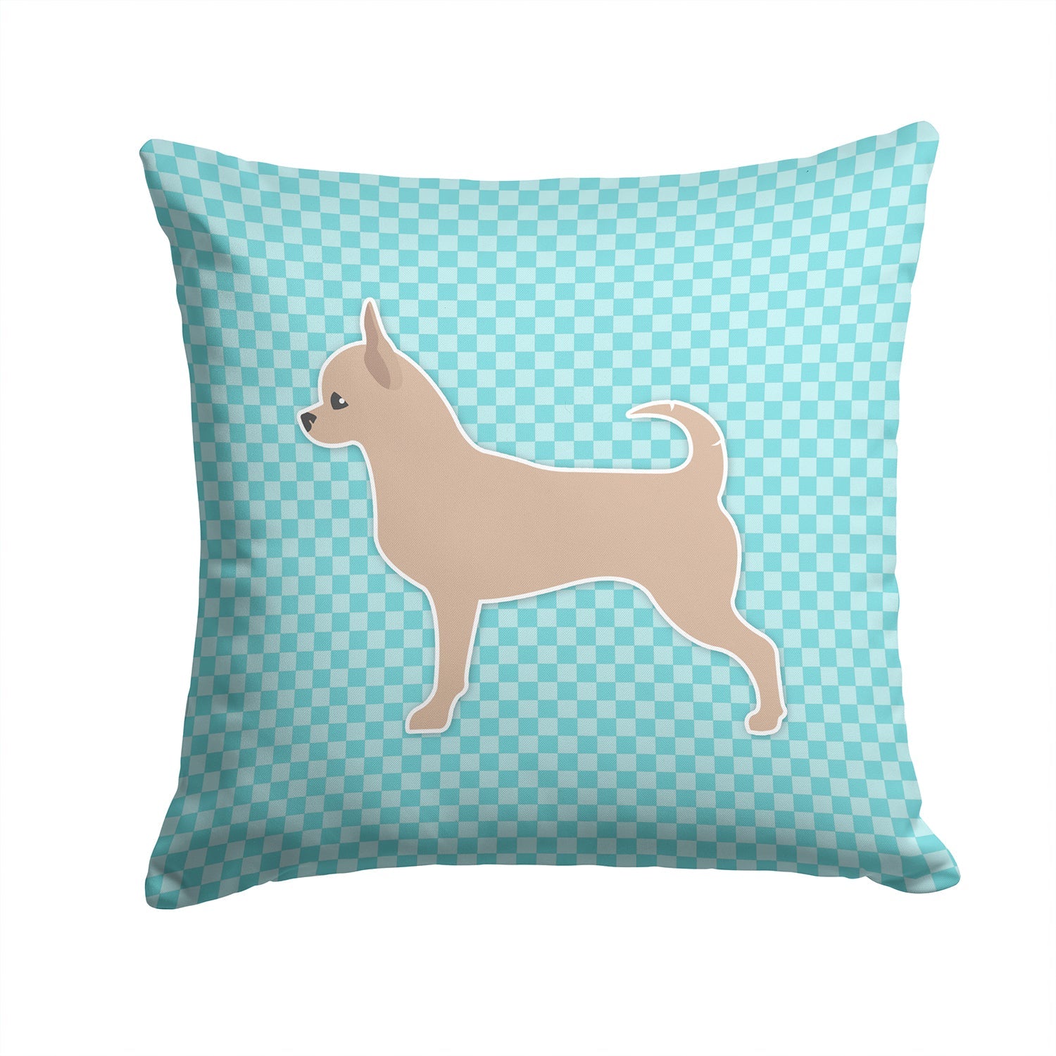 Chihuahua Checkerboard Blue Decorative Throw Pillow 14x14 Indoor Outdoor Accent Cushion, Fabric Cover with Insert for Sofa, Bed, Porch & Living Room