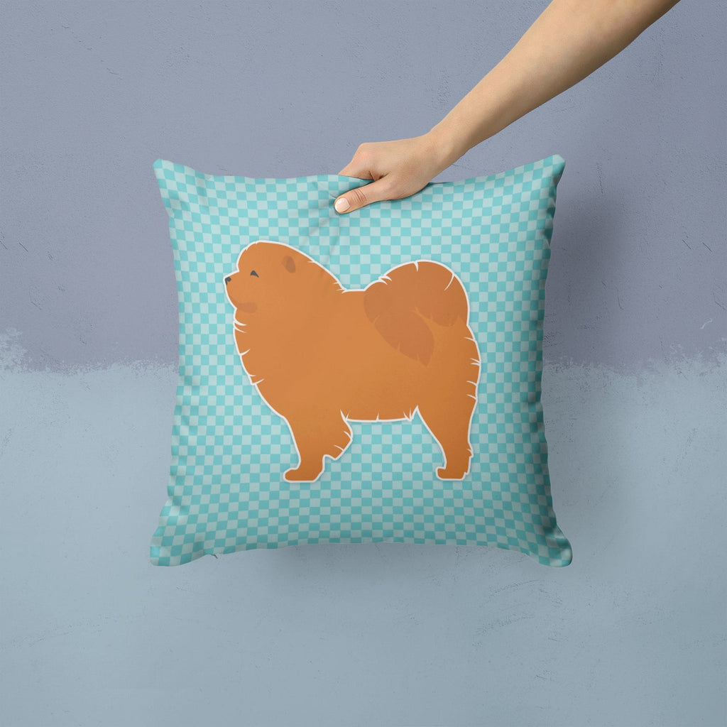Chow Chow Checkerboard Blue Decorative Throw Pillow 14x14 Indoor Outdoor Accent Cushion, Fabric Cover with Insert for Sofa, Bed, Porch & Living Room