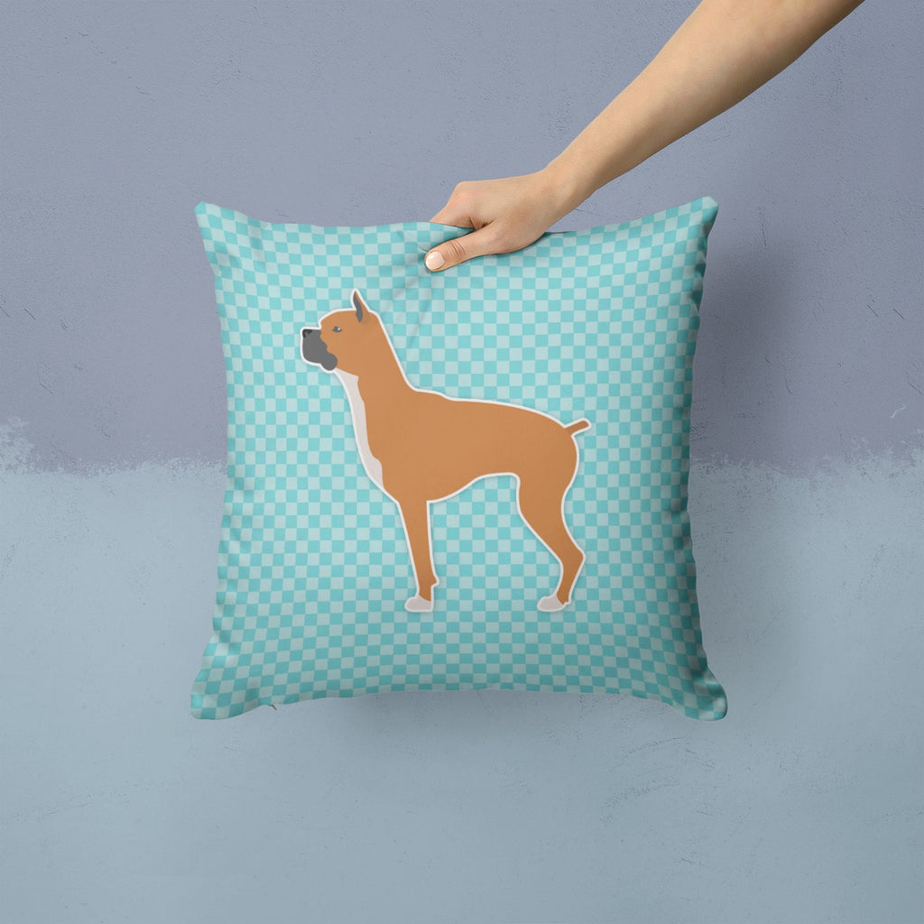 Boxer Checkerboard Blue Decorative Throw Pillow 14x14 Indoor Outdoor Accent Cushion, Fabric Cover with Insert for Sofa, Bed, Porch & Living Room
