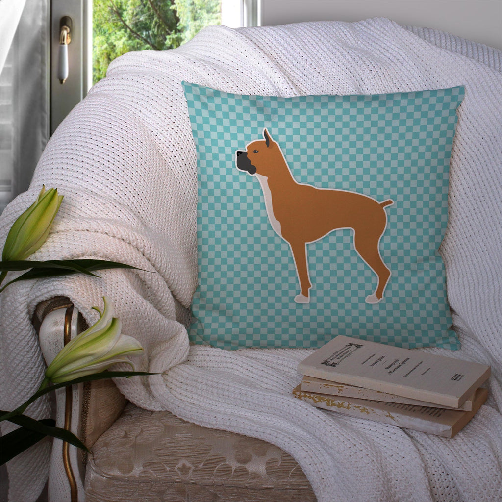 Boxer Checkerboard Blue Decorative Throw Pillow 14x14 Indoor Outdoor Accent Cushion, Fabric Cover with Insert for Sofa, Bed, Porch & Living Room