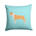 Staffordshire Bull Terrier Checkerboard Blue Decorative Throw Pillow 14x14 Indoor Outdoor Accent Cushion, Fabric Cover with Insert for Sofa, Bed, Porch & Living Room