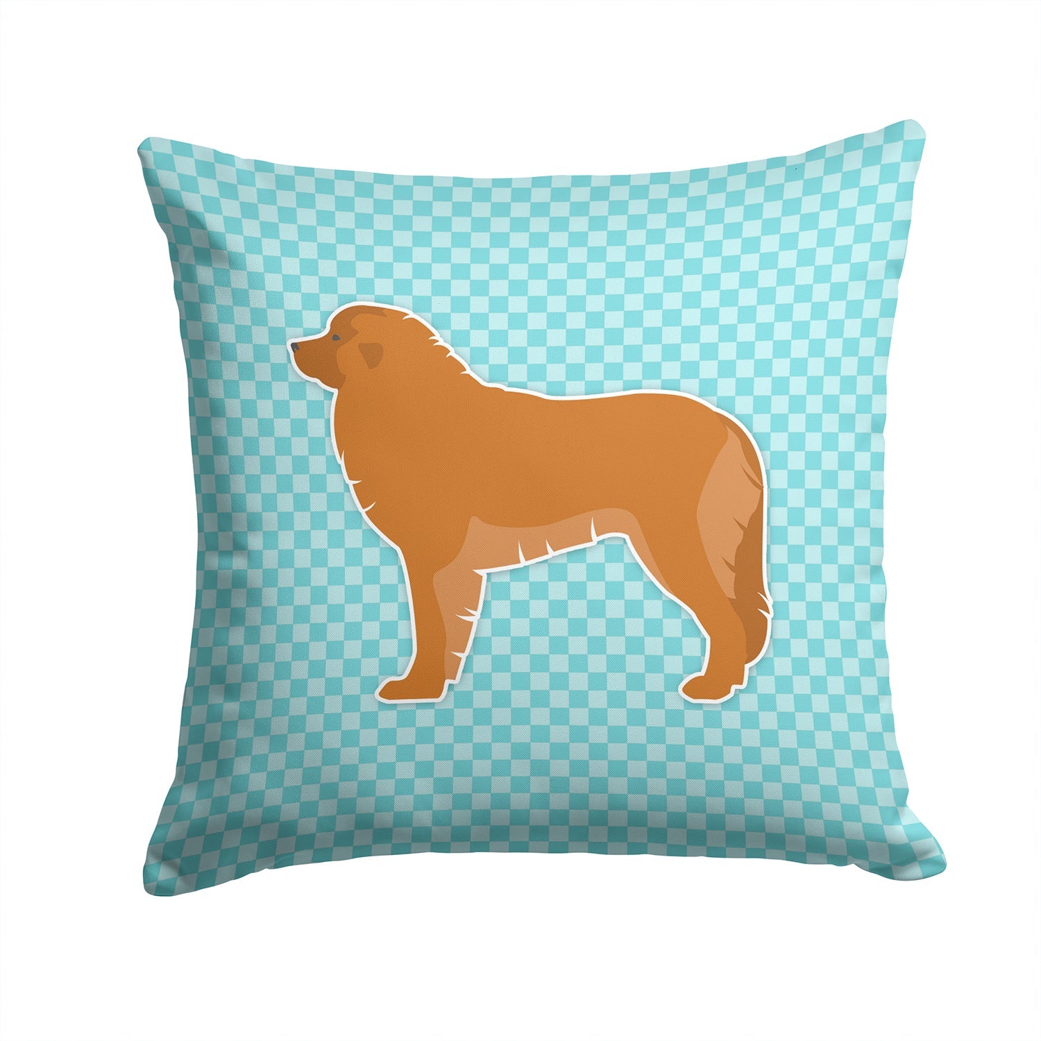 Leonberger Checkerboard Blue Decorative Throw Pillow 14x14 Indoor Outdoor Accent Cushion, Fabric Cover with Insert for Sofa, Bed, Porch & Living Room
