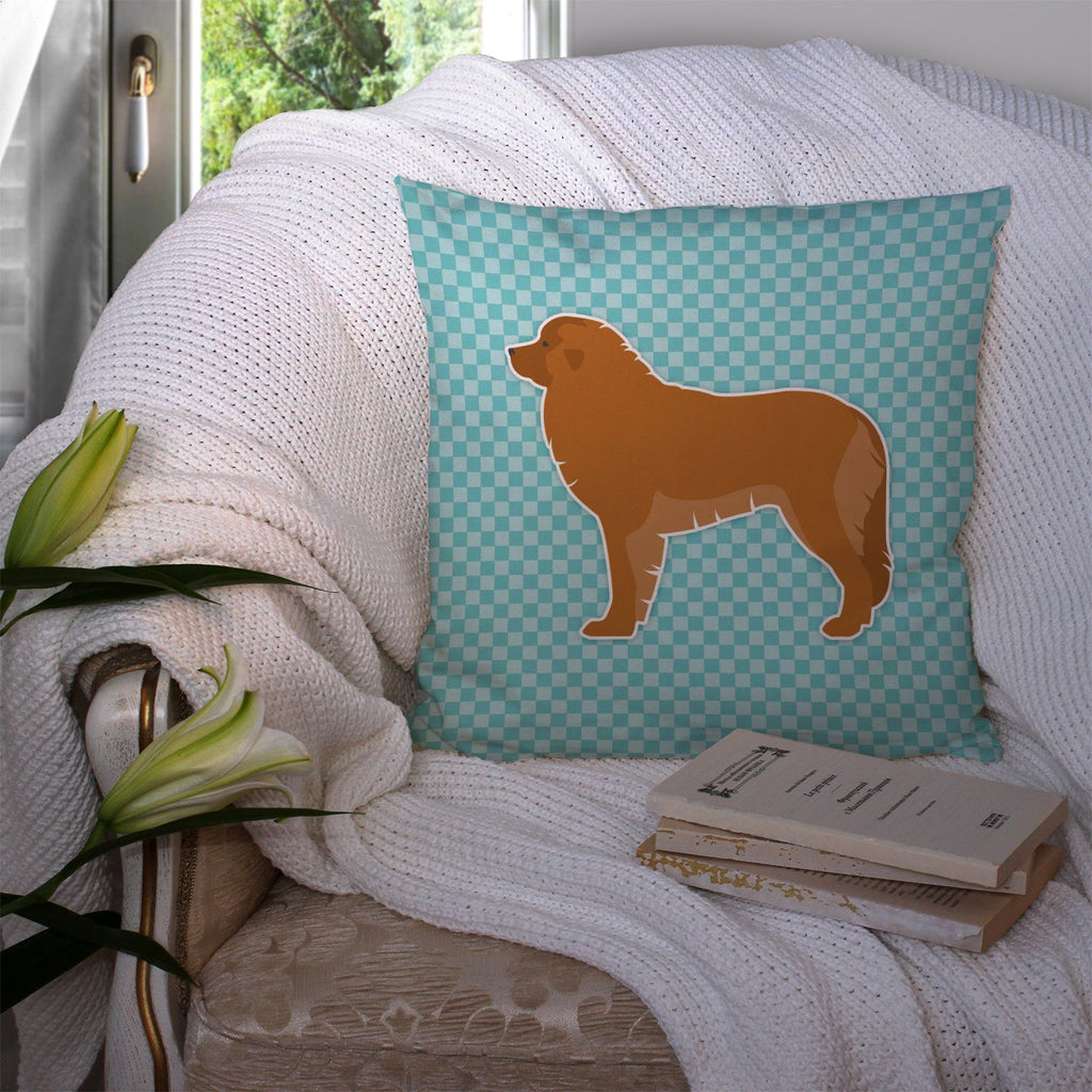 Leonberger Checkerboard Blue Decorative Throw Pillow 14x14 Indoor Outdoor Accent Cushion, Fabric Cover with Insert for Sofa, Bed, Porch & Living Room