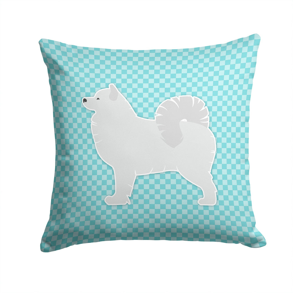 Samoyed Checkerboard Blue Decorative Throw Pillow 14x14 Indoor Outdoor Accent Cushion, Fabric Cover with Insert for Sofa, Bed, Porch & Living Room