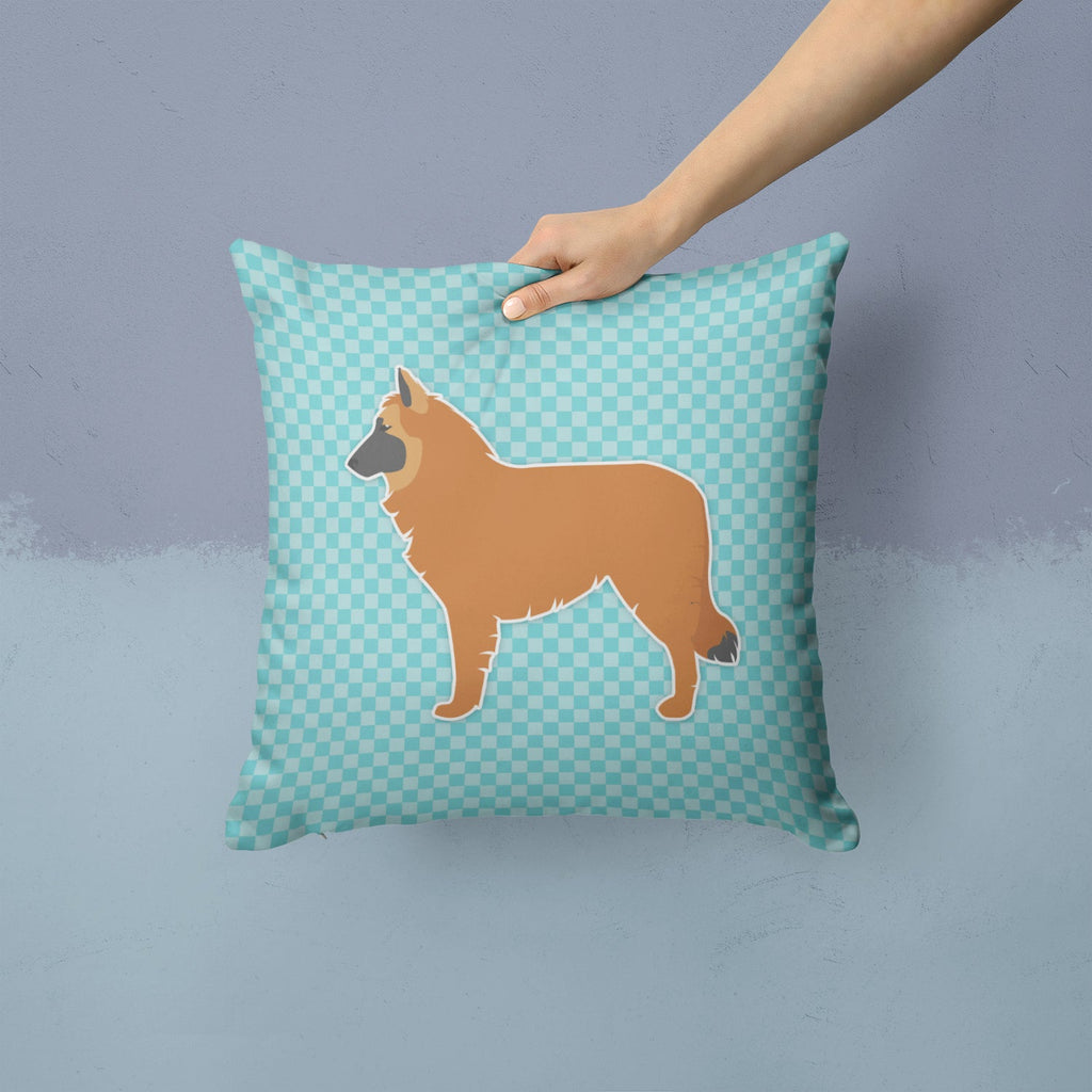 Belgian Shepherd Checkerboard Blue Decorative Throw Pillow 14x14 Indoor Outdoor Accent Cushion, Fabric Cover with Insert for Sofa, Bed, Porch & Living Room