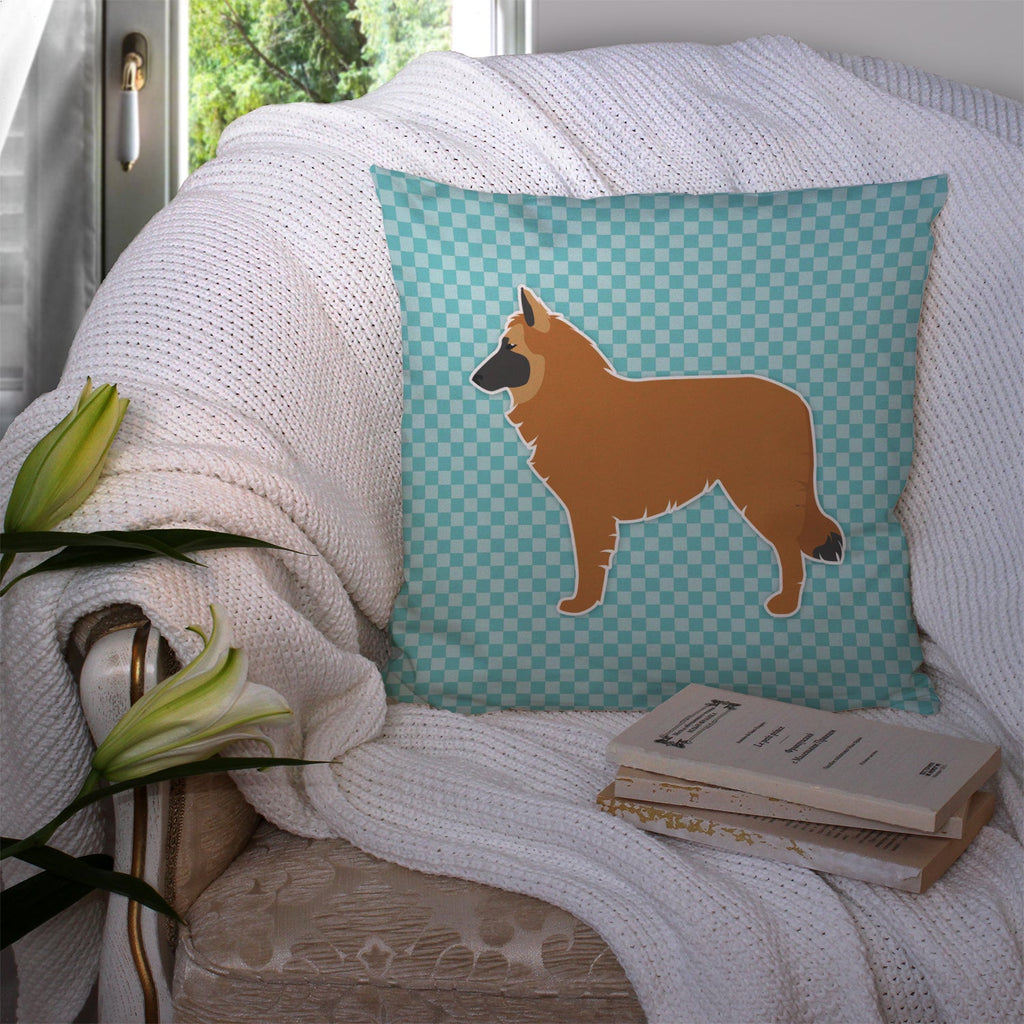 Belgian Shepherd Checkerboard Blue Decorative Throw Pillow 14x14 Indoor Outdoor Accent Cushion, Fabric Cover with Insert for Sofa, Bed, Porch & Living Room