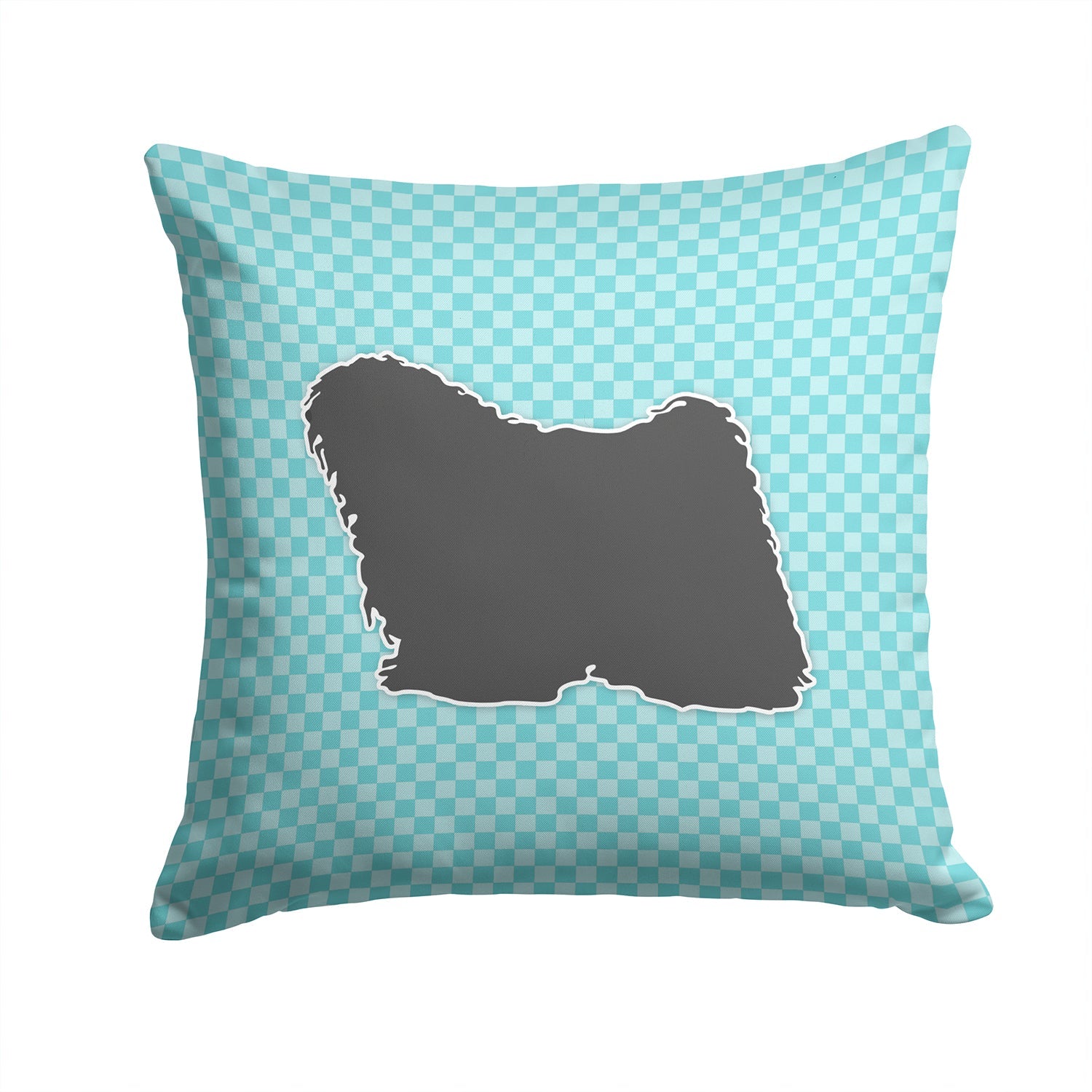 Puli Checkerboard Blue Decorative Throw Pillow 14x14 Indoor Outdoor Accent Cushion, Fabric Cover with Insert for Sofa, Bed, Porch & Living Room