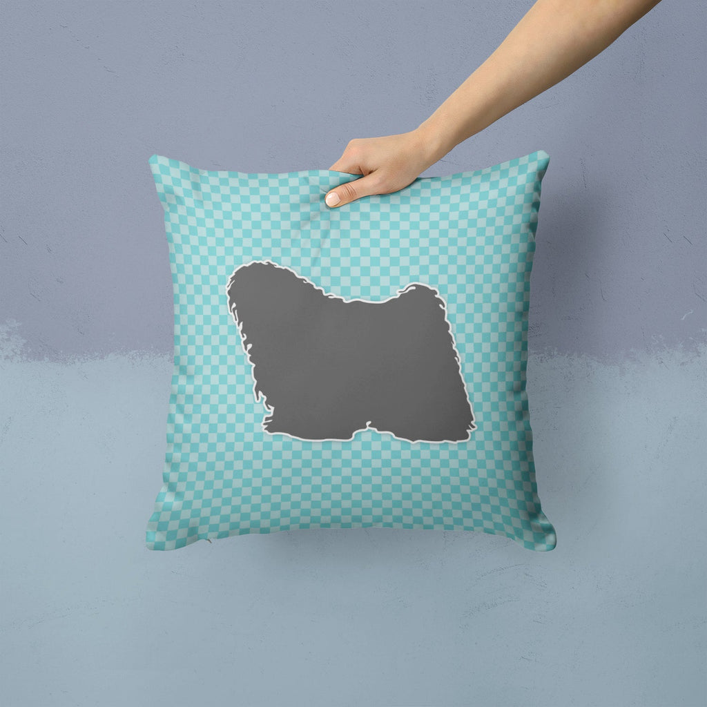 Puli Checkerboard Blue Decorative Throw Pillow 14x14 Indoor Outdoor Accent Cushion, Fabric Cover with Insert for Sofa, Bed, Porch & Living Room