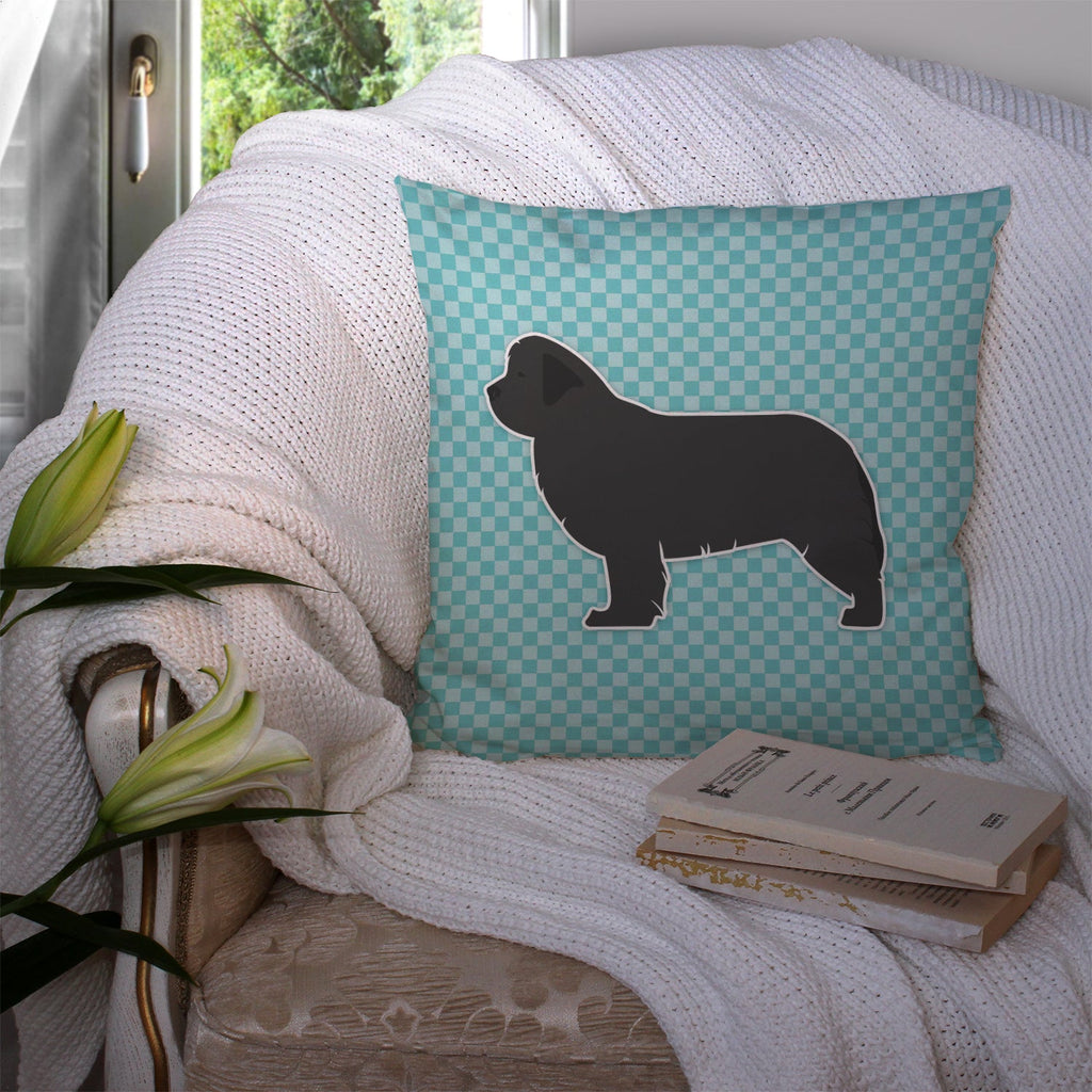 Newfoundland Checkerboard Blue Decorative Throw Pillow 14x14 Indoor Outdoor Accent Cushion, Fabric Cover with Insert for Sofa, Bed, Porch & Living Room