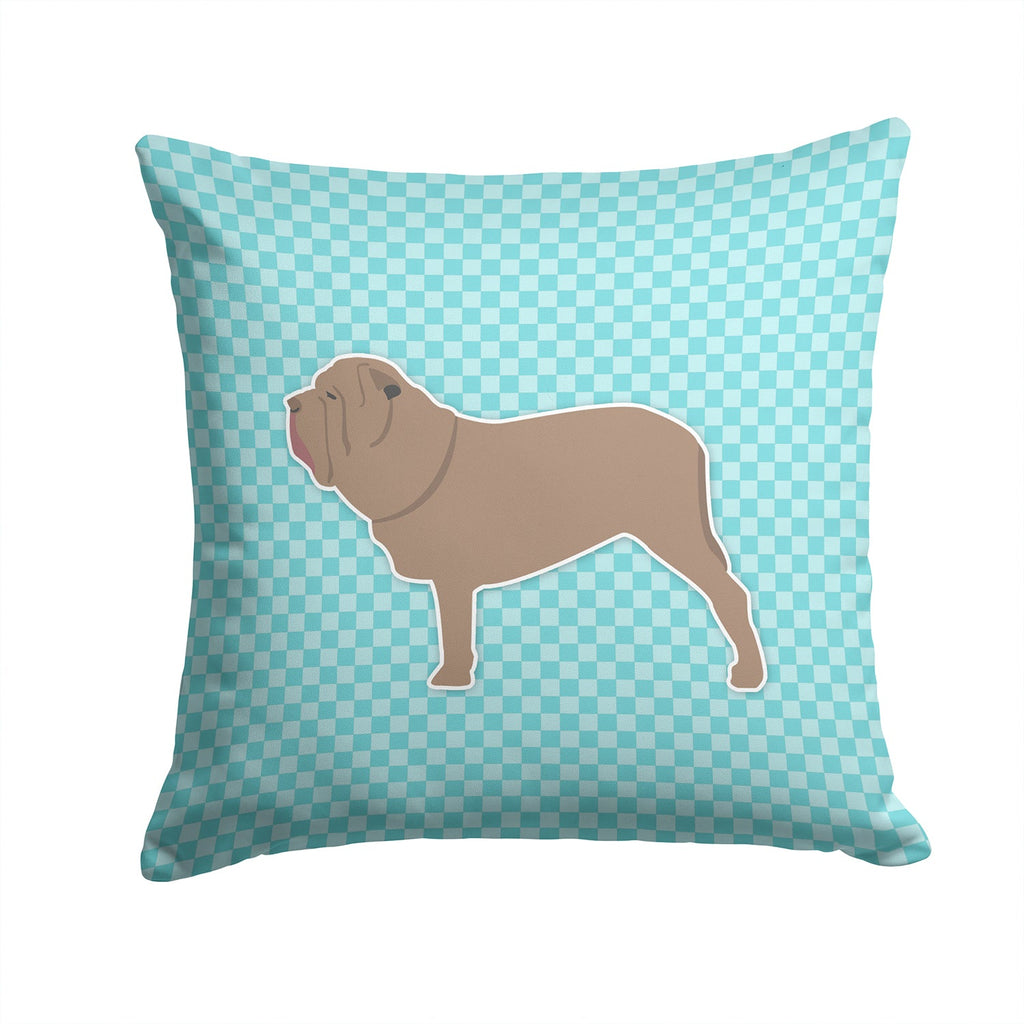 Neapolitan Mastiff Checkerboard Blue Decorative Throw Pillow 14x14 Indoor Outdoor Accent Cushion, Fabric Cover with Insert for Sofa, Bed, Porch & Living Room