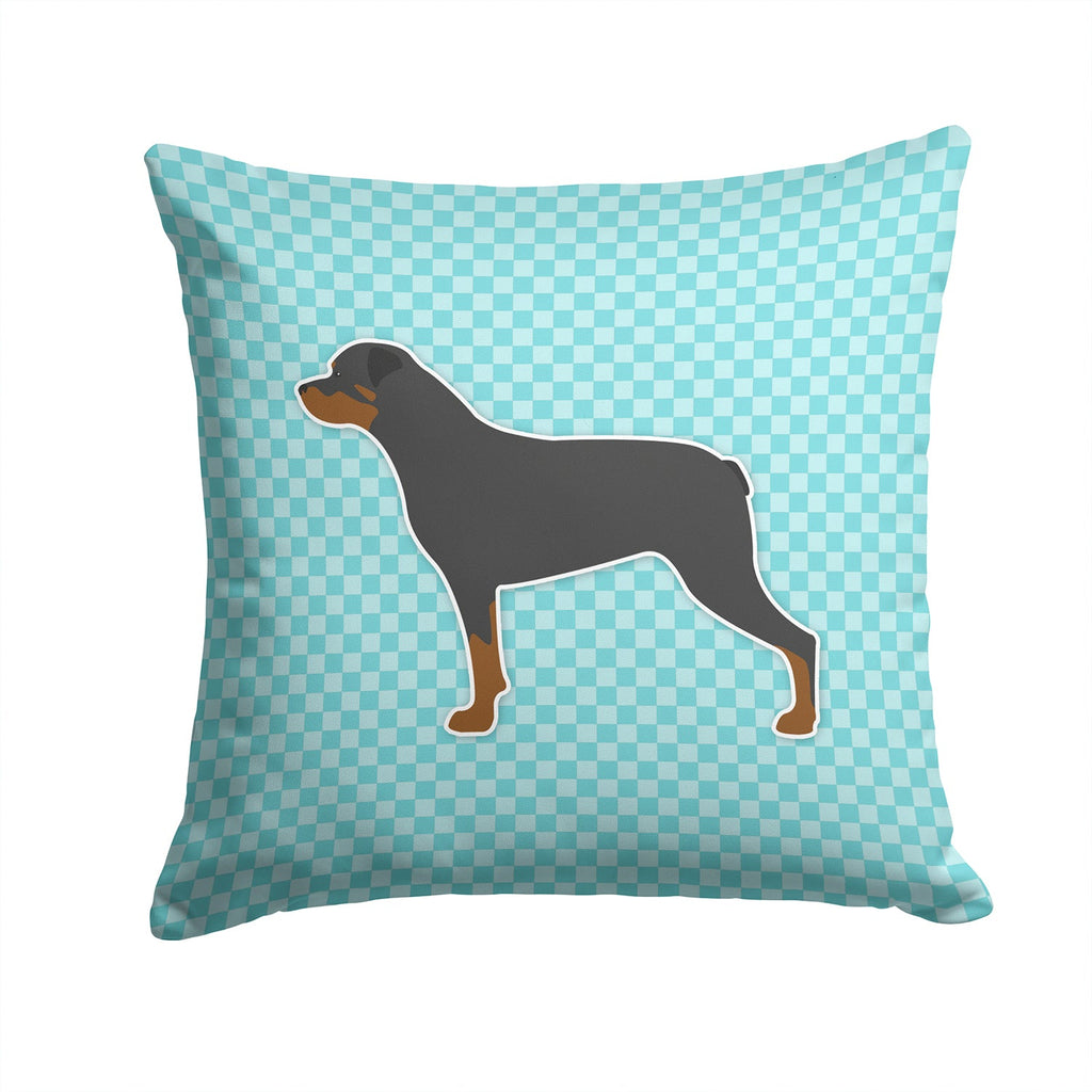 Rottweiler Checkerboard Blue Decorative Throw Pillow 14x14 Indoor Outdoor Accent Cushion, Fabric Cover with Insert for Sofa, Bed, Porch & Living Room