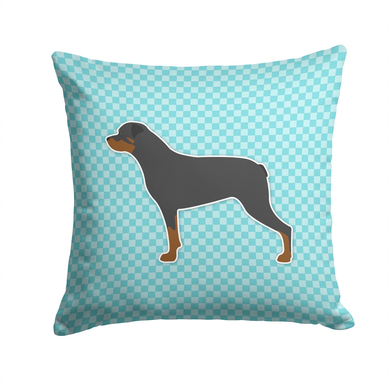 Rottweiler Checkerboard Blue Decorative Throw Pillow 14x14 Indoor Outdoor Accent Cushion, Fabric Cover with Insert for Sofa, Bed, Porch & Living Room