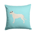 Dogo Argentino Checkerboard Blue Decorative Throw Pillow 14x14 Indoor Outdoor Accent Cushion, Fabric Cover with Insert for Sofa, Bed, Porch & Living Room