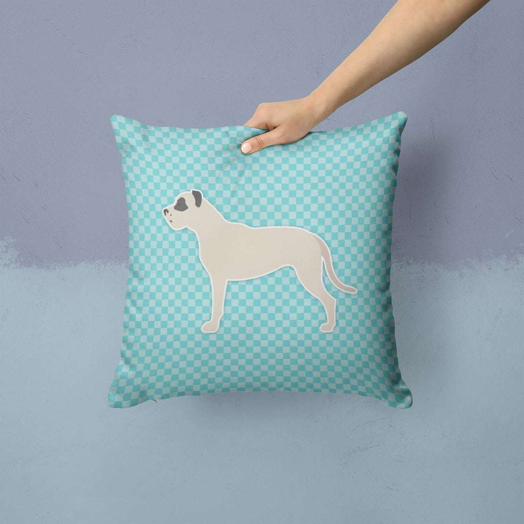 Dogo Argentino Checkerboard Blue Decorative Throw Pillow 14x14 Indoor Outdoor Accent Cushion, Fabric Cover with Insert for Sofa, Bed, Porch & Living Room