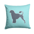 Portuguese Water Dog Checkerboard Blue Decorative Throw Pillow 14x14 Indoor Outdoor Accent Cushion, Fabric Cover with Insert for Sofa, Bed, Porch & Living Room