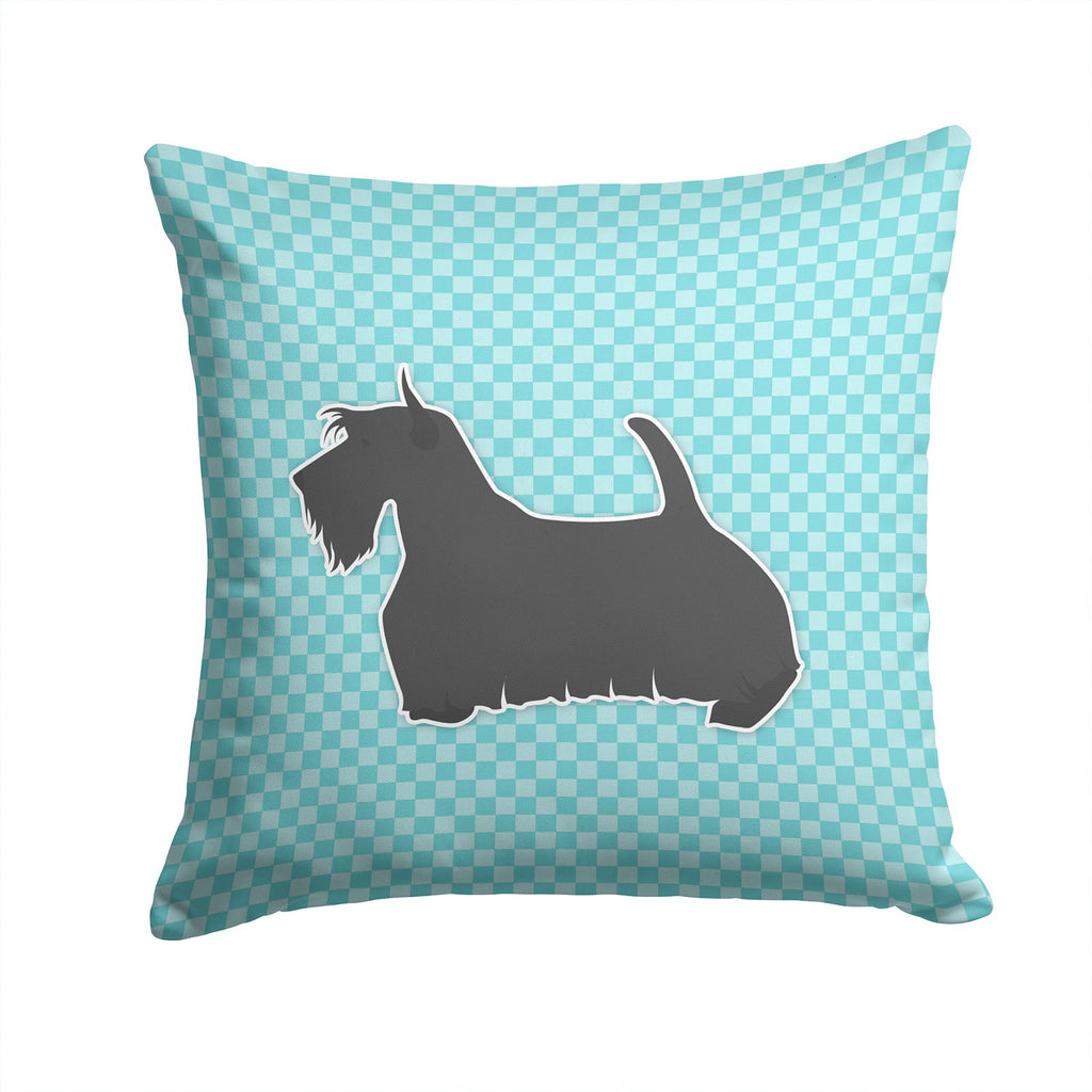 Scottish Terrier Checkerboard Blue Decorative Throw Pillow 14x14 Indoor Outdoor Accent Cushion, Fabric Cover with Insert for Sofa, Bed, Porch & Living Room